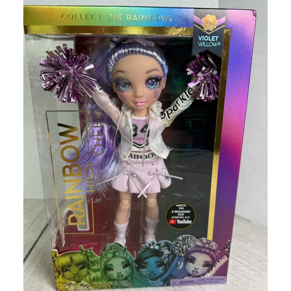 Rainbow High Violet Willow Glam Cheerleader Purple Fashion Doll 10” Brand New